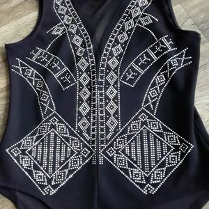 Black shirt with silver embroidery